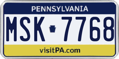 PA license plate MSK7768