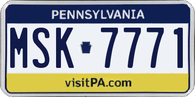 PA license plate MSK7771