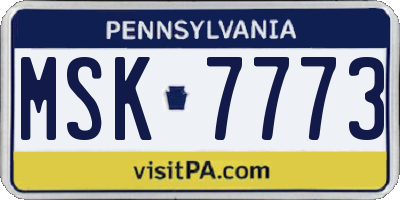 PA license plate MSK7773