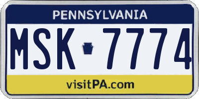 PA license plate MSK7774