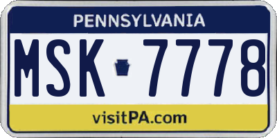 PA license plate MSK7778