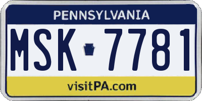 PA license plate MSK7781