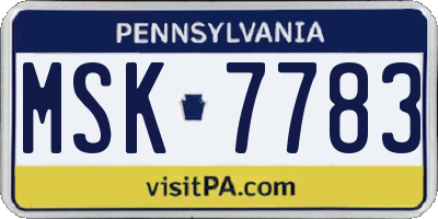 PA license plate MSK7783