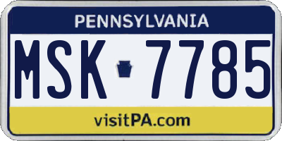 PA license plate MSK7785