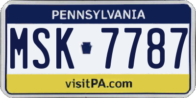 PA license plate MSK7787