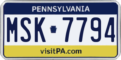 PA license plate MSK7794