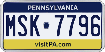 PA license plate MSK7796