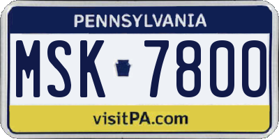 PA license plate MSK7800