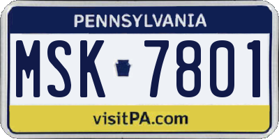 PA license plate MSK7801