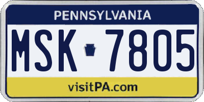 PA license plate MSK7805