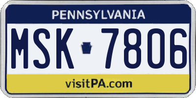 PA license plate MSK7806