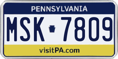 PA license plate MSK7809