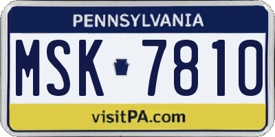 PA license plate MSK7810