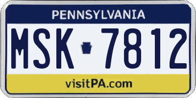 PA license plate MSK7812