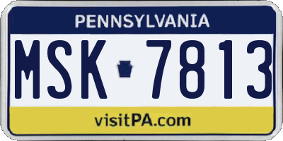 PA license plate MSK7813