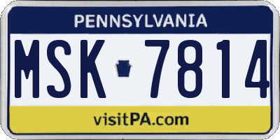 PA license plate MSK7814
