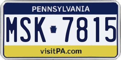 PA license plate MSK7815