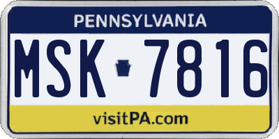 PA license plate MSK7816