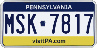 PA license plate MSK7817