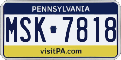 PA license plate MSK7818