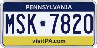 PA license plate MSK7820