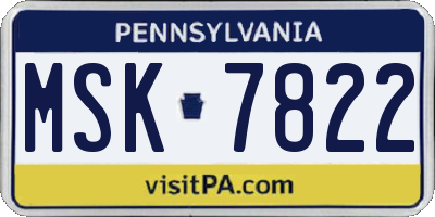 PA license plate MSK7822