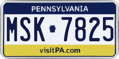 PA license plate MSK7825