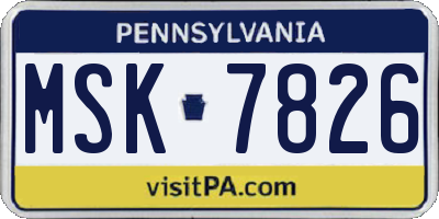 PA license plate MSK7826