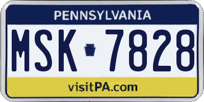 PA license plate MSK7828