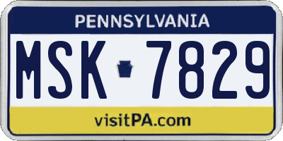 PA license plate MSK7829