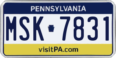 PA license plate MSK7831