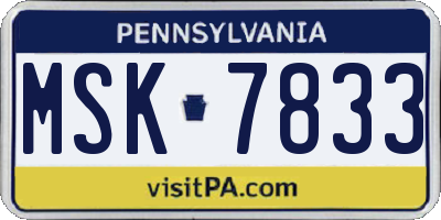 PA license plate MSK7833