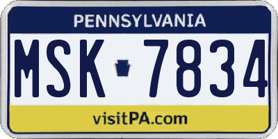 PA license plate MSK7834