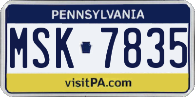 PA license plate MSK7835