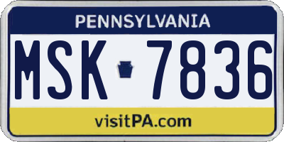 PA license plate MSK7836