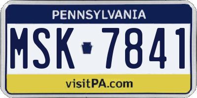 PA license plate MSK7841