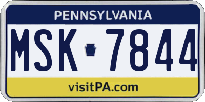 PA license plate MSK7844