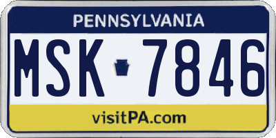 PA license plate MSK7846