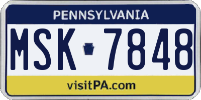 PA license plate MSK7848