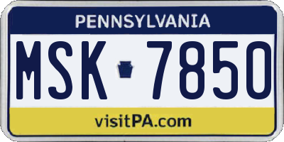 PA license plate MSK7850