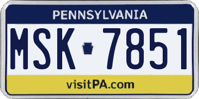 PA license plate MSK7851