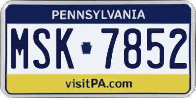 PA license plate MSK7852