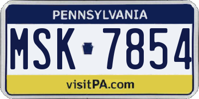 PA license plate MSK7854