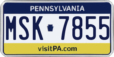 PA license plate MSK7855