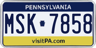 PA license plate MSK7858