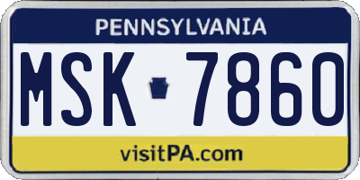 PA license plate MSK7860