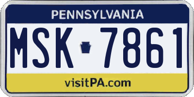 PA license plate MSK7861