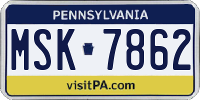 PA license plate MSK7862