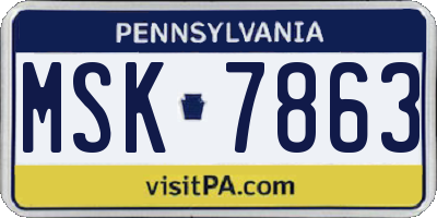 PA license plate MSK7863