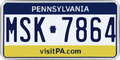 PA license plate MSK7864